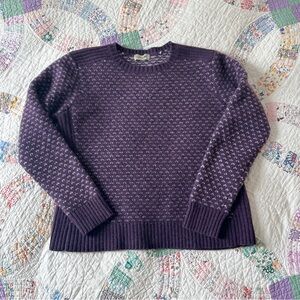 LL Bean Women’s 100% Classic Ragg Wool Sweater Crewneck Purple Plum XL